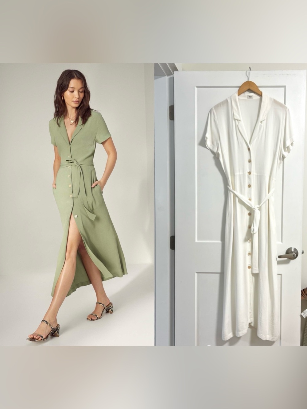 NWOTS Wilfred Button-up Crepe Midi Shirt Dress Sz L